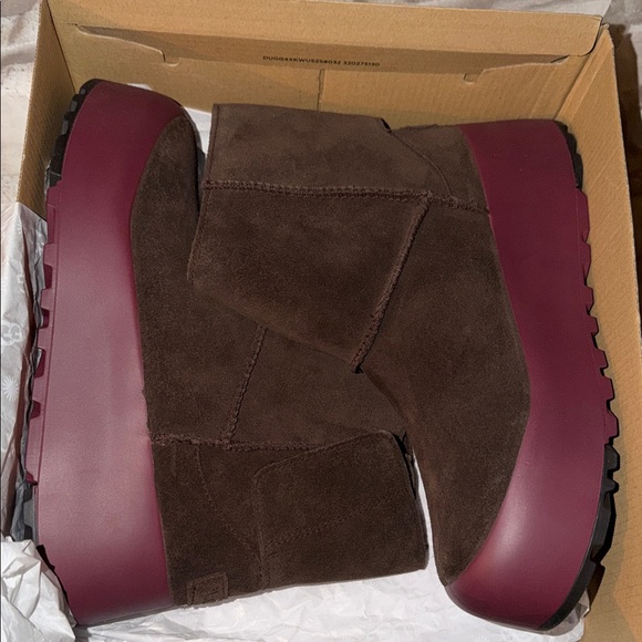 UGG Shoes - UGG Chocolate Suede Boots with Burgundy Soles